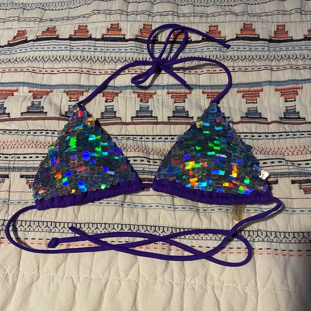Victoria's Secret Purple Sequin Bikini Top